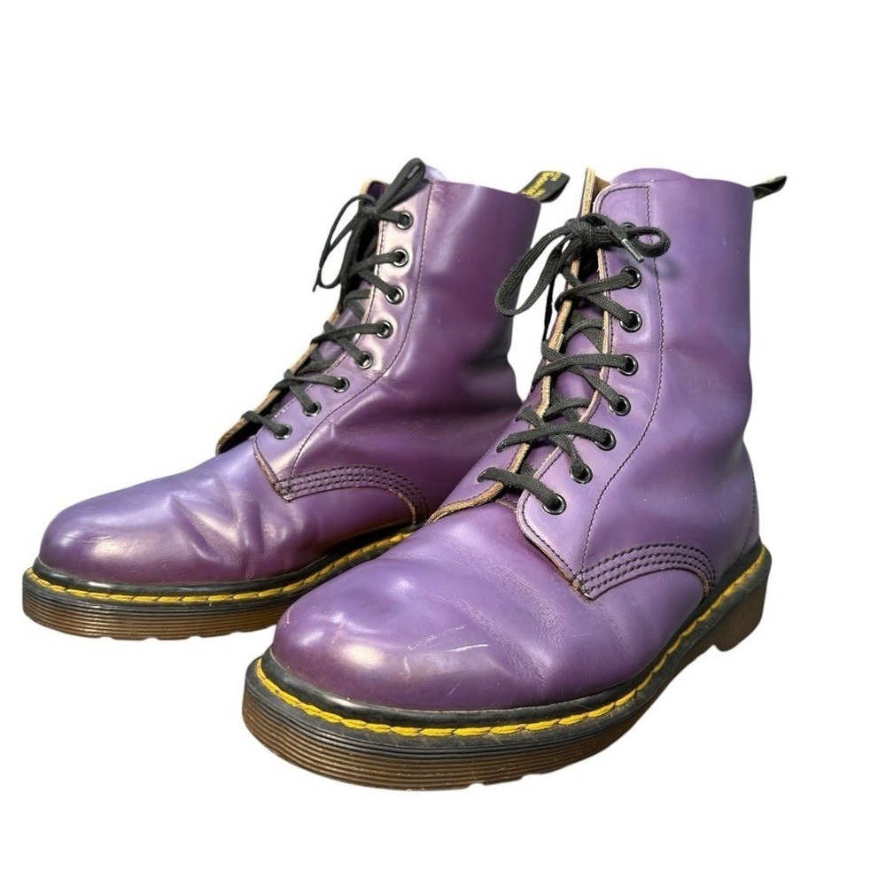 Vtg Dr Martens 1460 Boots 8-Eye Women's UK 6 US 7 Purple Leather Made In England